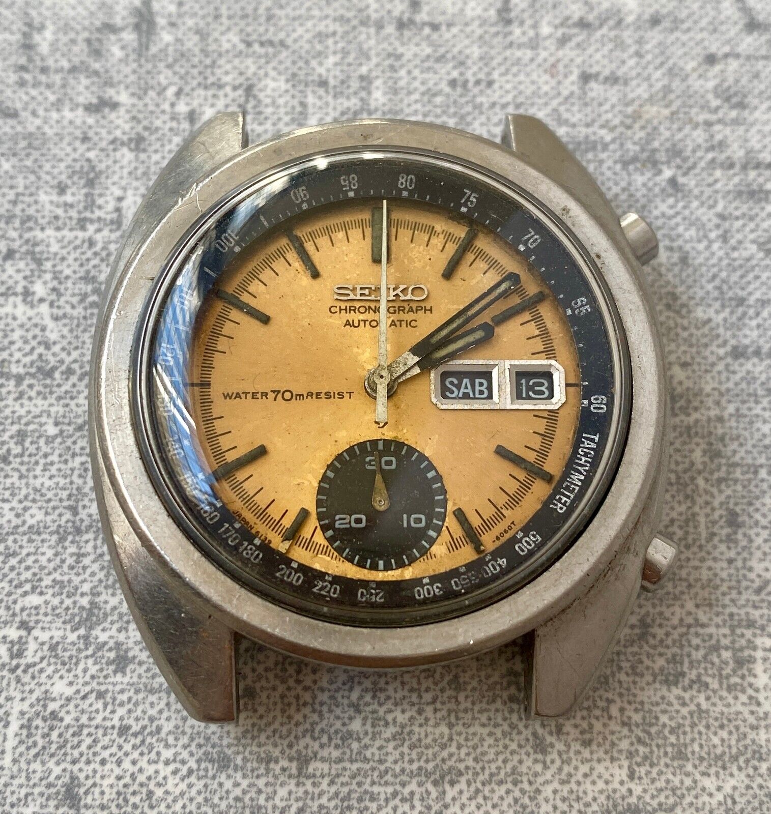 Seiko 6139-6012 Chronograph Automatic Vintage Men's Watch Yellow