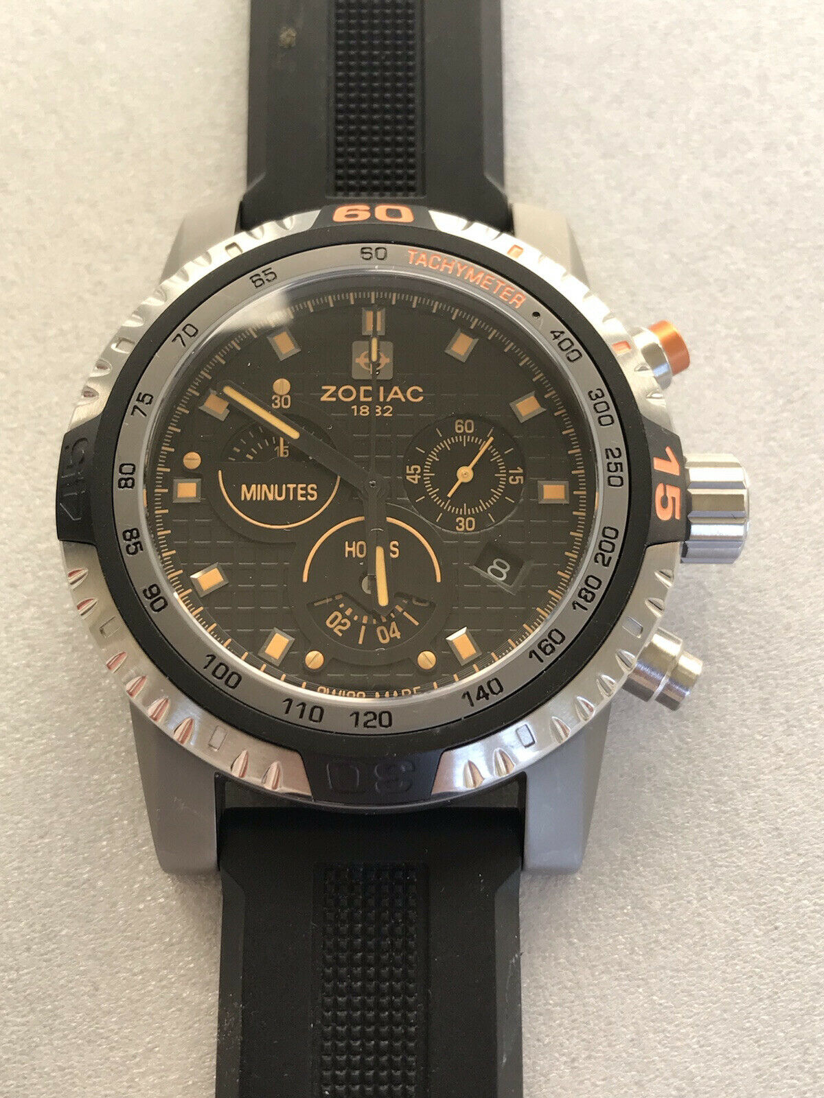 Zodiac ZO7101 Swiss Cross Over 330' Chronograph Black Orange Watch