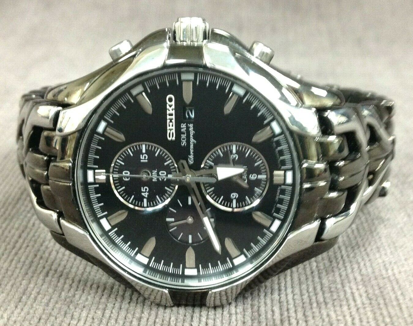 Seiko Excelsior Gunmetal Gray Silver Tone Men s Stainless Chrono