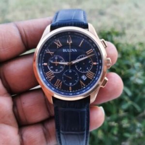 Bulova Men's 97B170 Classic Chronograph Blue Leather Watch