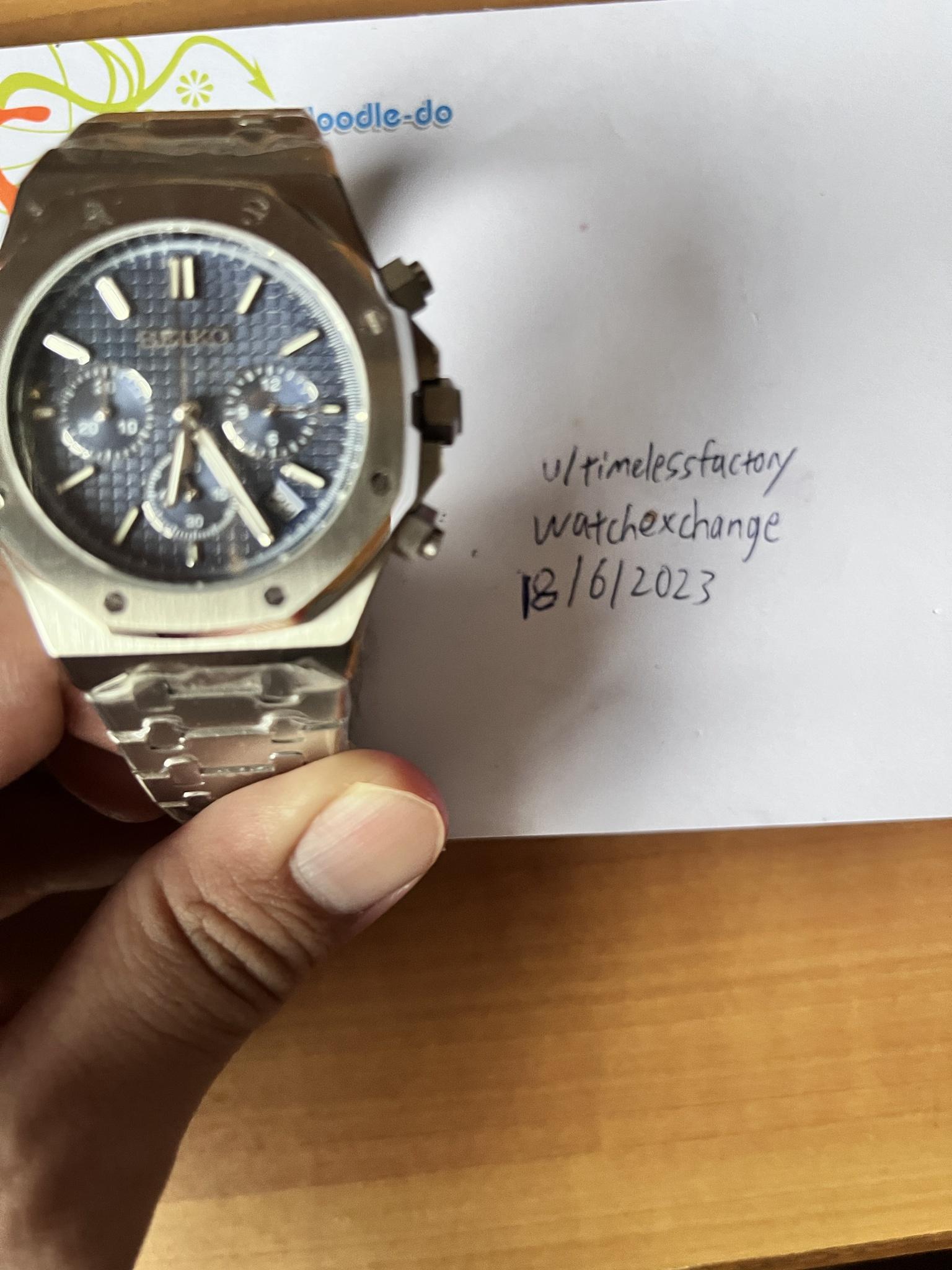 [WTS] SeikOak Blue Waffle Dial 42mm Custom Mod Chronograph