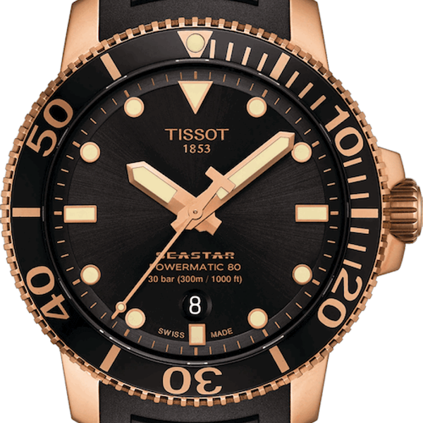 New Tissot Seastar Powermatic 80 Rose Gold Pvd T1204073705101 T1204073705101 Watchcharts 3342