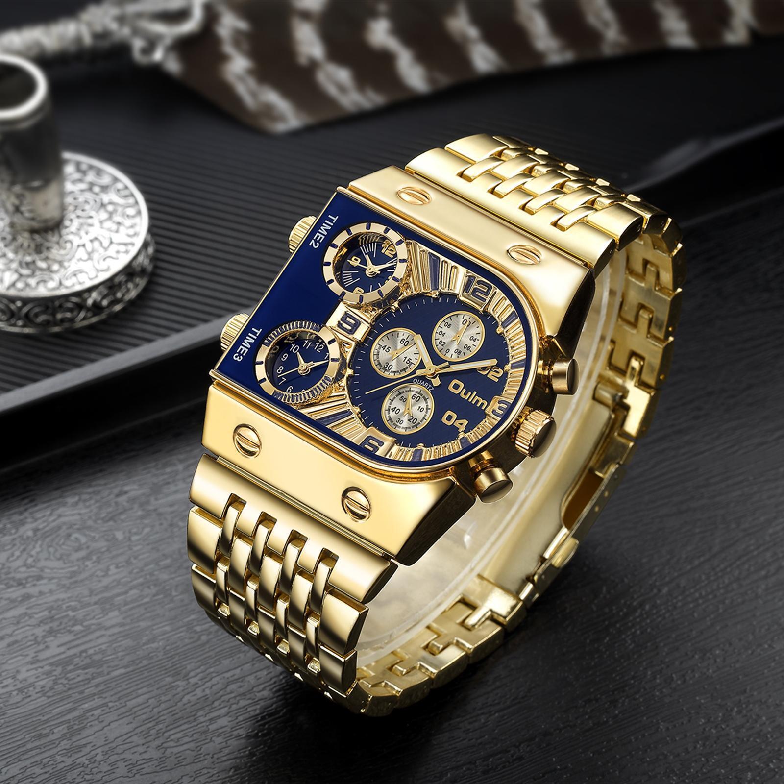 Big dial hot sale gold watches