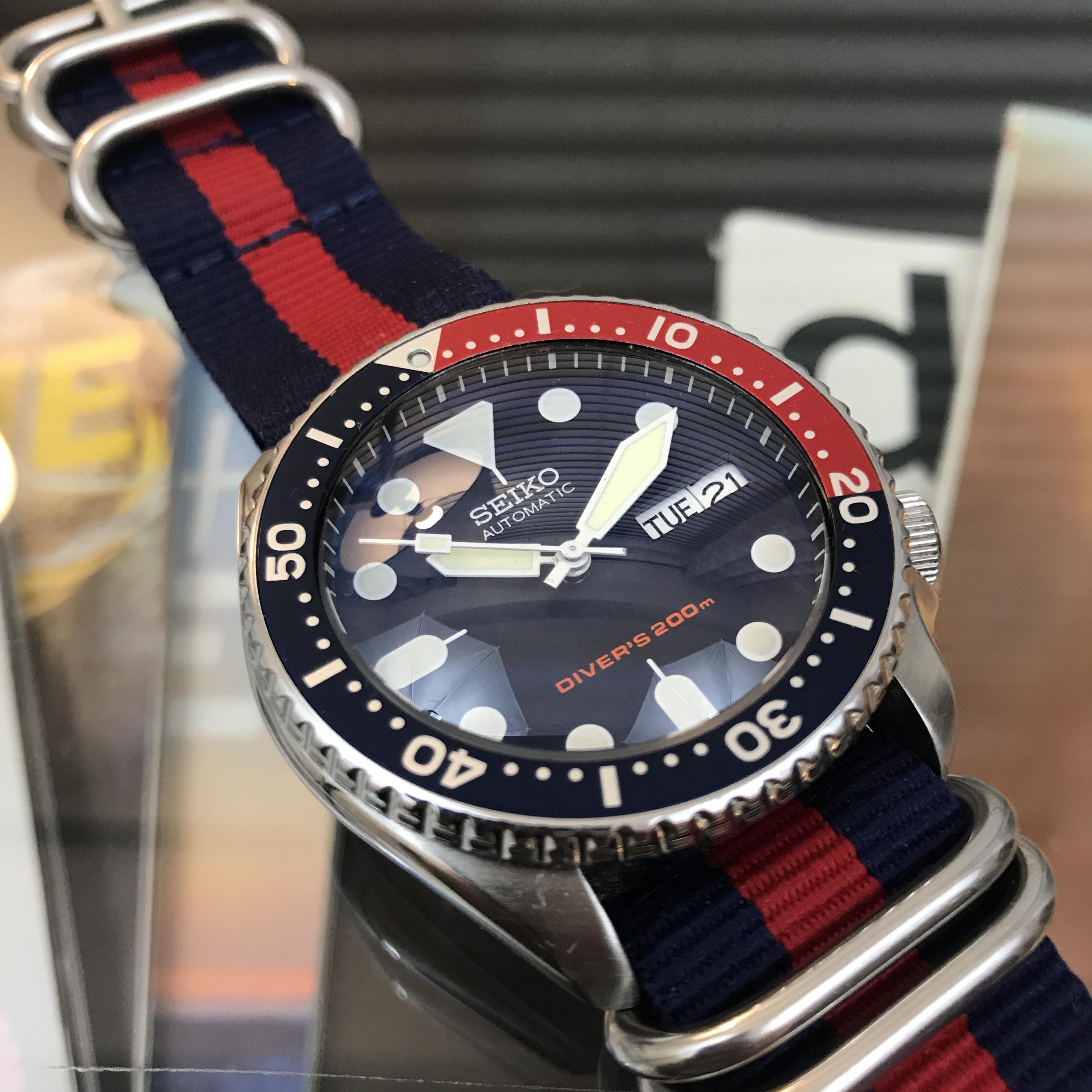 Wts Seiko Skx009 Cc Blue Dd Yobokies C3 All White Plongeur Watch Hands Oem Rubber Strap Watchcharts