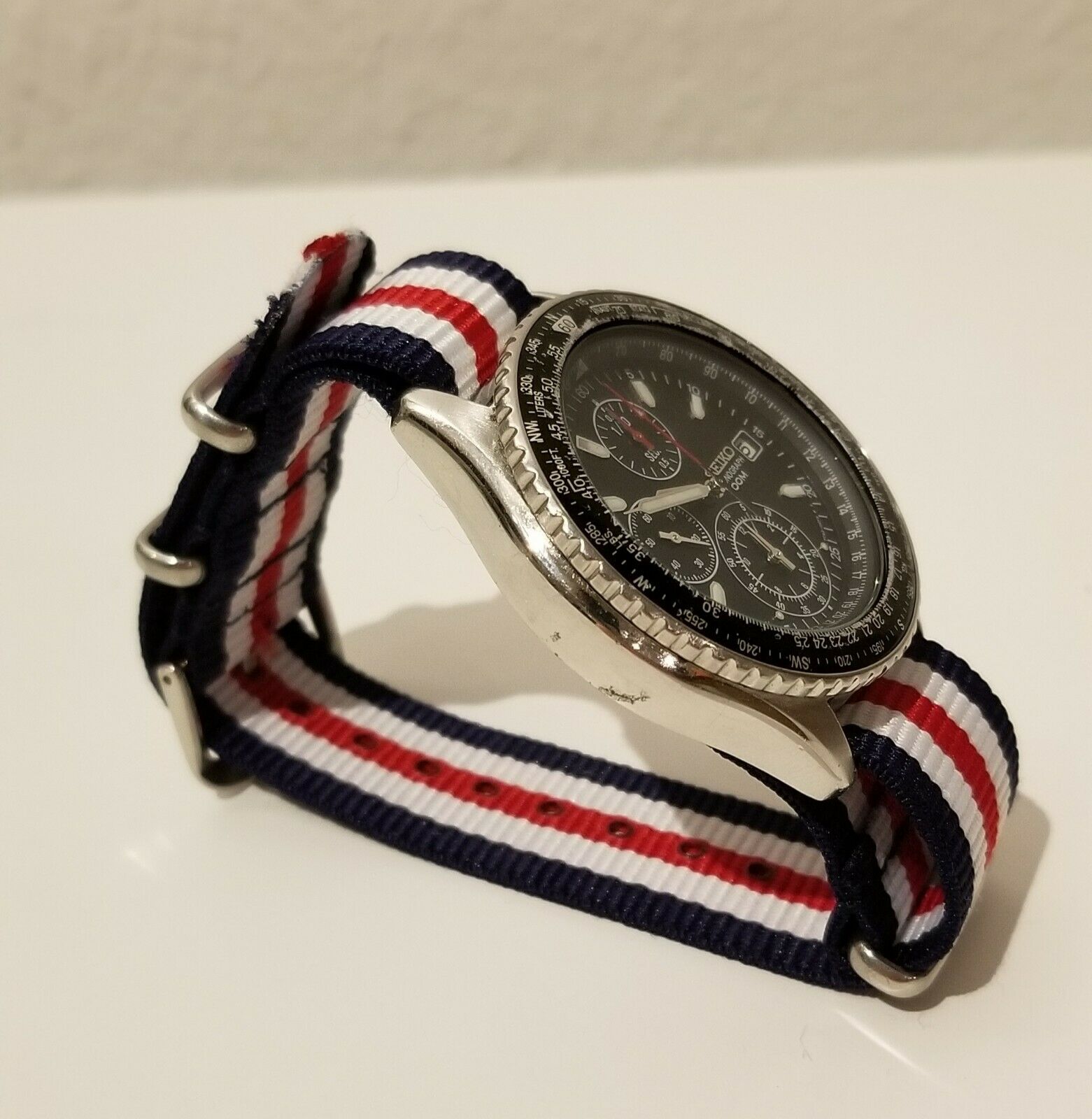 Seiko Flightmaster Pilot Slide Rule Chronograph Men's Watch. NATO strap | WatchCharts