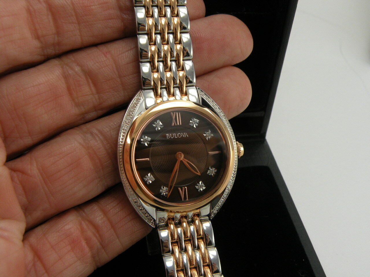 NEW BULOVA Watch 98R230 Two Tone Rose Stainless 24 Diamond 