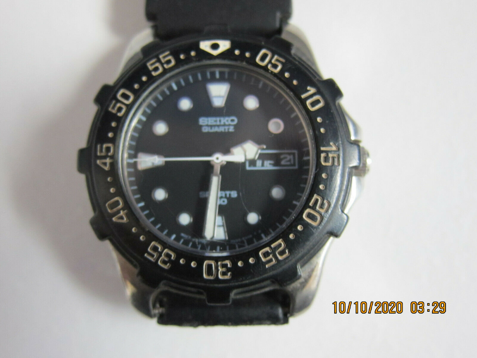 Seiko 7N33-6A3B Men's Divers Watch Sports 150 Black Plastic Bezel Stainless  Case | WatchCharts