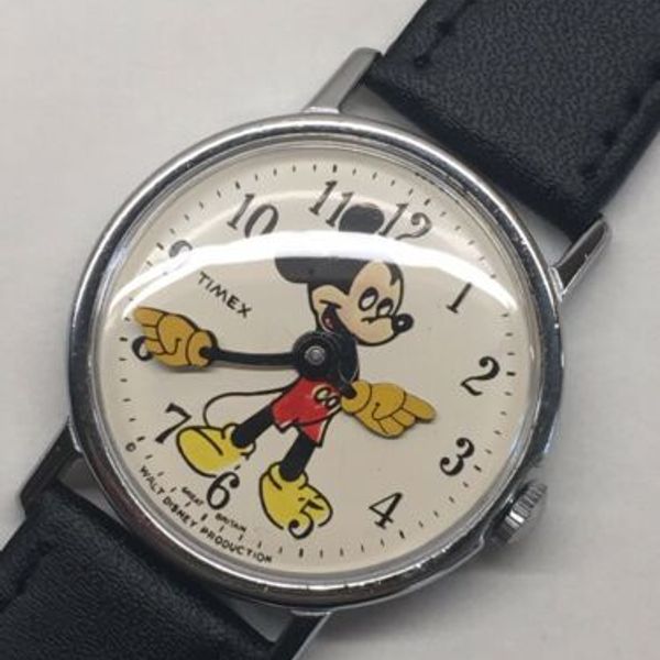 Vintage 1960s Timex Mickey Mouse Mens Wrist Watch Large 33mm UK Version ...