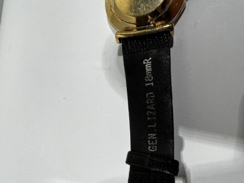 Vintage Men's Blue Gold Seiko Watch 43-0128 Black Leather