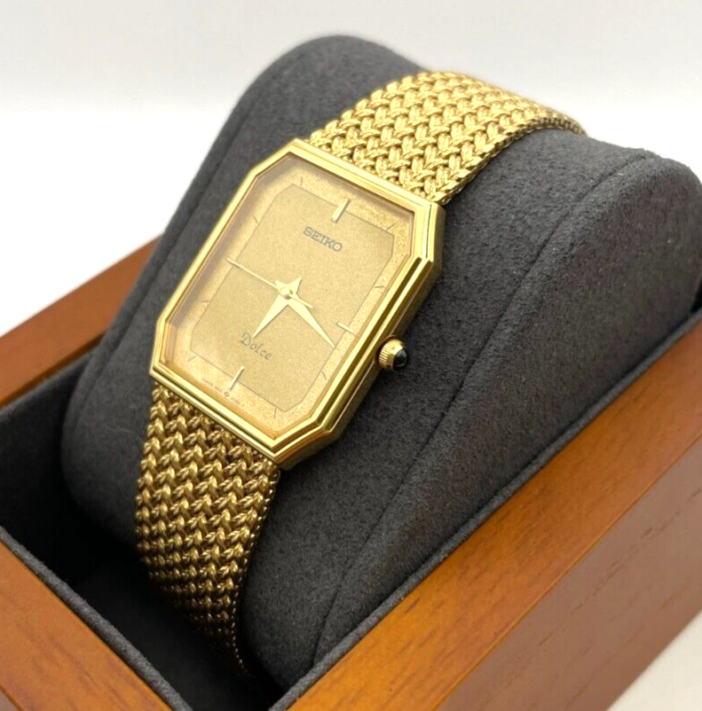 w058] Seiko Dolce Watch 9531-5080 Mens Quartz New Battery Glod
