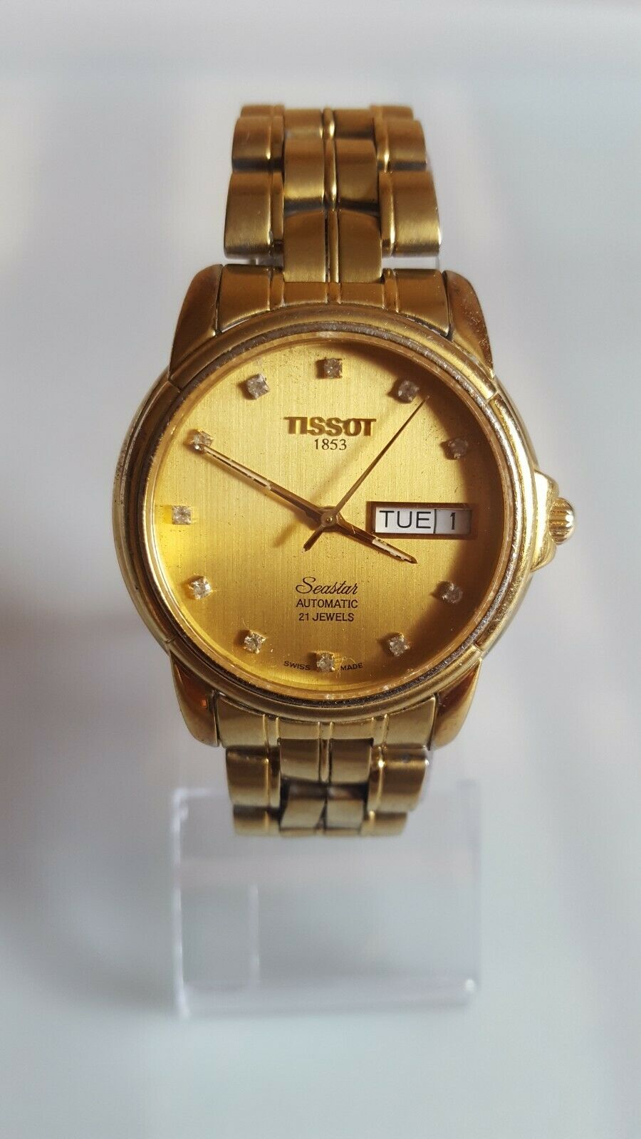 TISSOT SEASTAR A660 760K AUTOMATIC DAY DATE 18k GOLD PLATED 21J