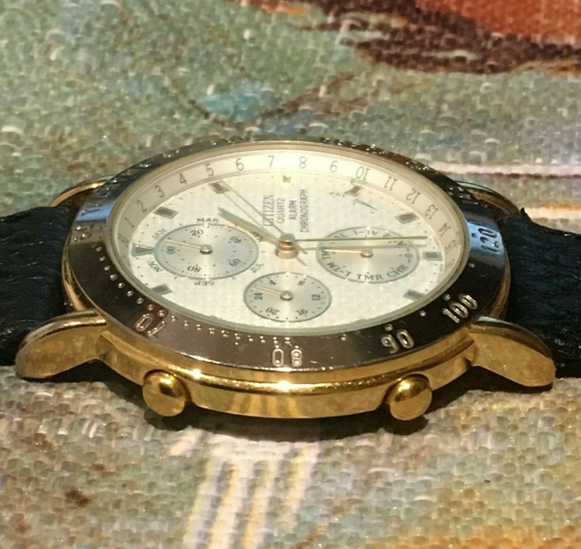 1994 Mens Vintage Citizen 6850 G81236 Alarm Chronograph Battery