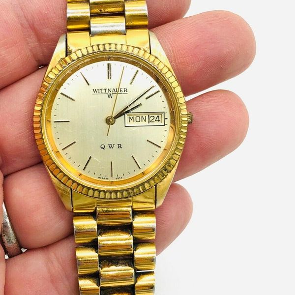 Mens WITTNAUER by Longines newest All Swiss vintage 80's Day/Date Presidential Look