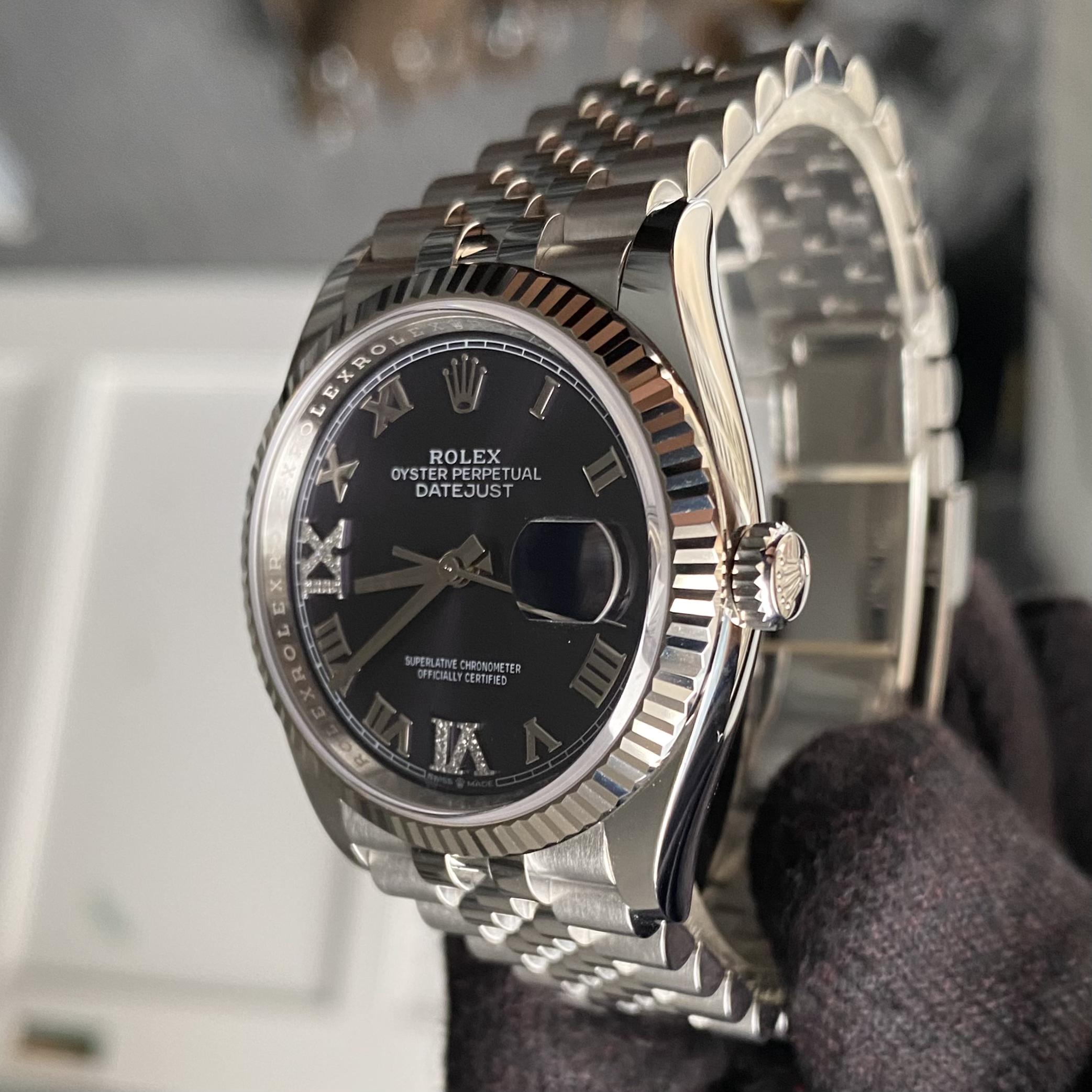 2020 Rolex DateJust 36 Factory Purple Diamond Dial Jubilee Fluted