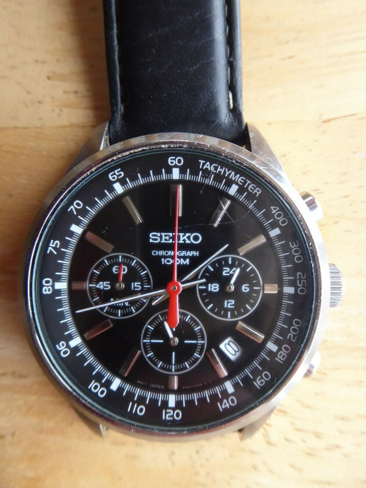 SEIKO 6T63 00B0 Chronograph Tachymeter Stainless Steel Men s Watch