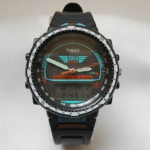 Vintage 1990's Timex ZULU TIME Indiglo Dual Analog Digital Watch