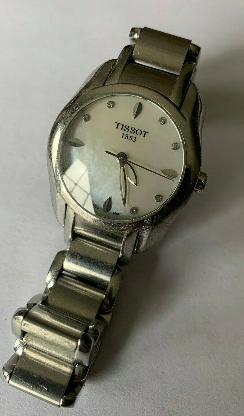 Tissot T Lady Round White Mother of Pearl Diamonds Quartz Women s Watch T023210A WatchCharts Marketplace