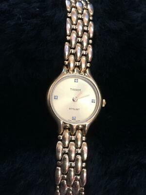 Tissot Stylist Ladies Gold Diamond Watch E240 Linked Bracelet