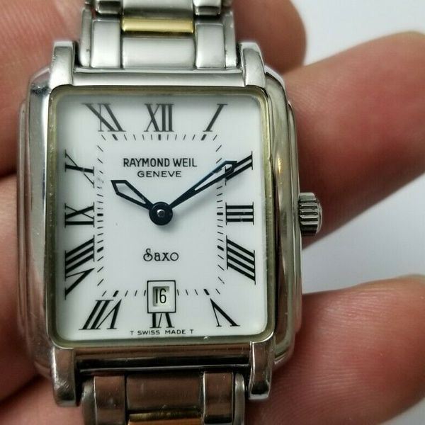 Raymond Weil Saxo 9910 Quartz Ladies Watch Steel Gold Date Raymond Weil Saxo 9910 Quartz Ladies Watch Steel Gold Date