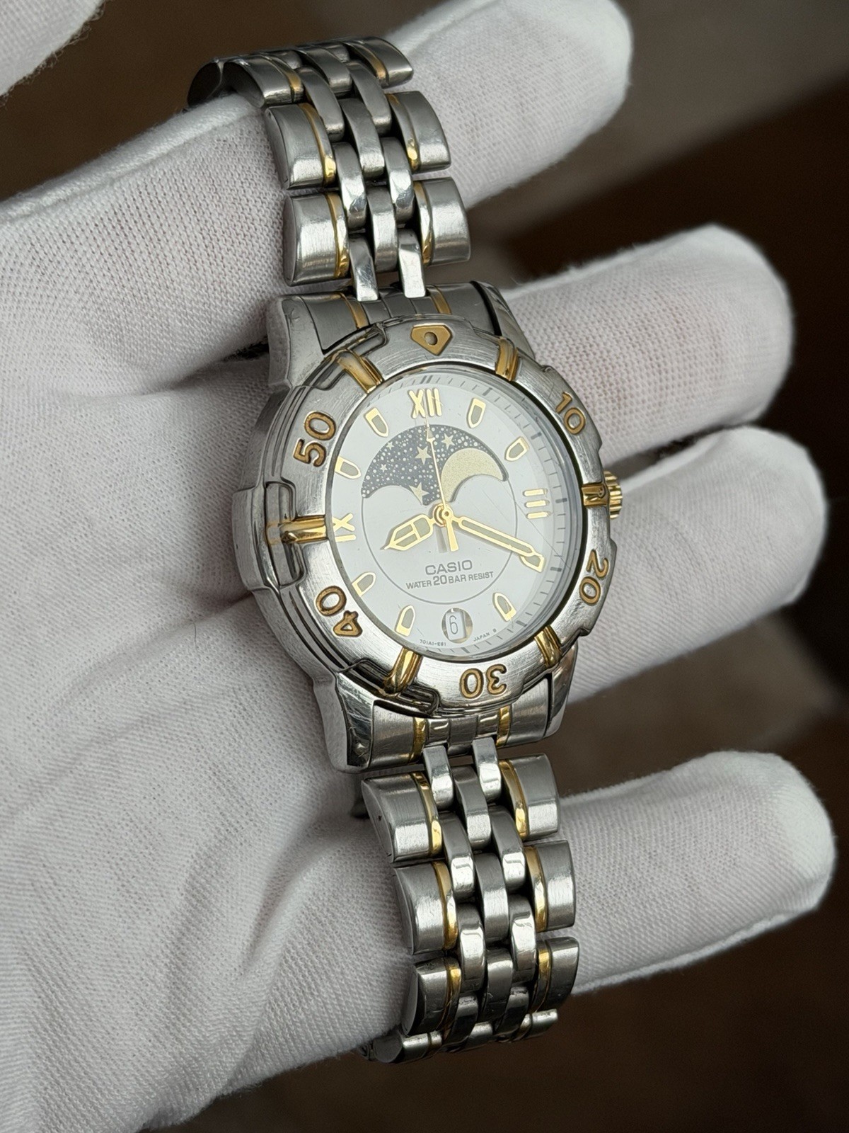 Rare Vintage Casio Moon Phase Marlin MD-738 Menâ€™s Quartz Sports
