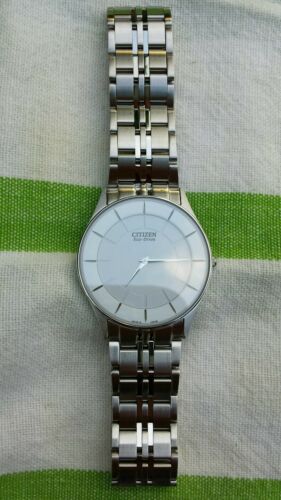 Citizen AR3010-65A Men's Stiletto Eco-Drive White Dial ultra thin