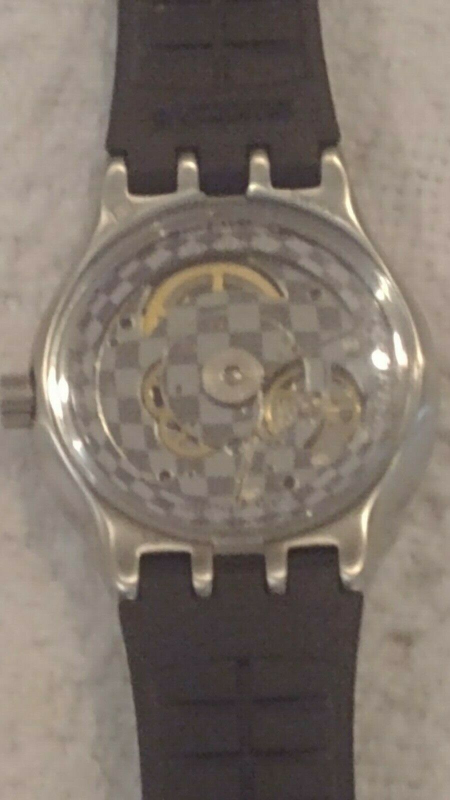 Swiss Swatch Wristwatch V8 Automatic 19 Jewel Black Band Face