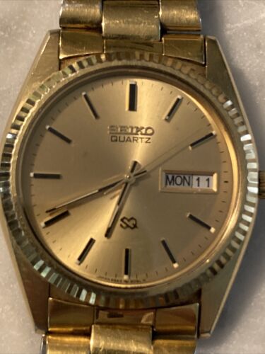 Seiko SQ President Watch Men\'s Gold Dial Gold Tone Day Date Round 6923-809LR s-l400.jpg main image 4