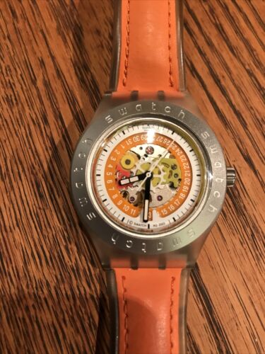 Swatch Irony Diaphane Automatic SVDK4001 Orange Strap Incudes Watch Box  Papers | WatchCharts Marketplace