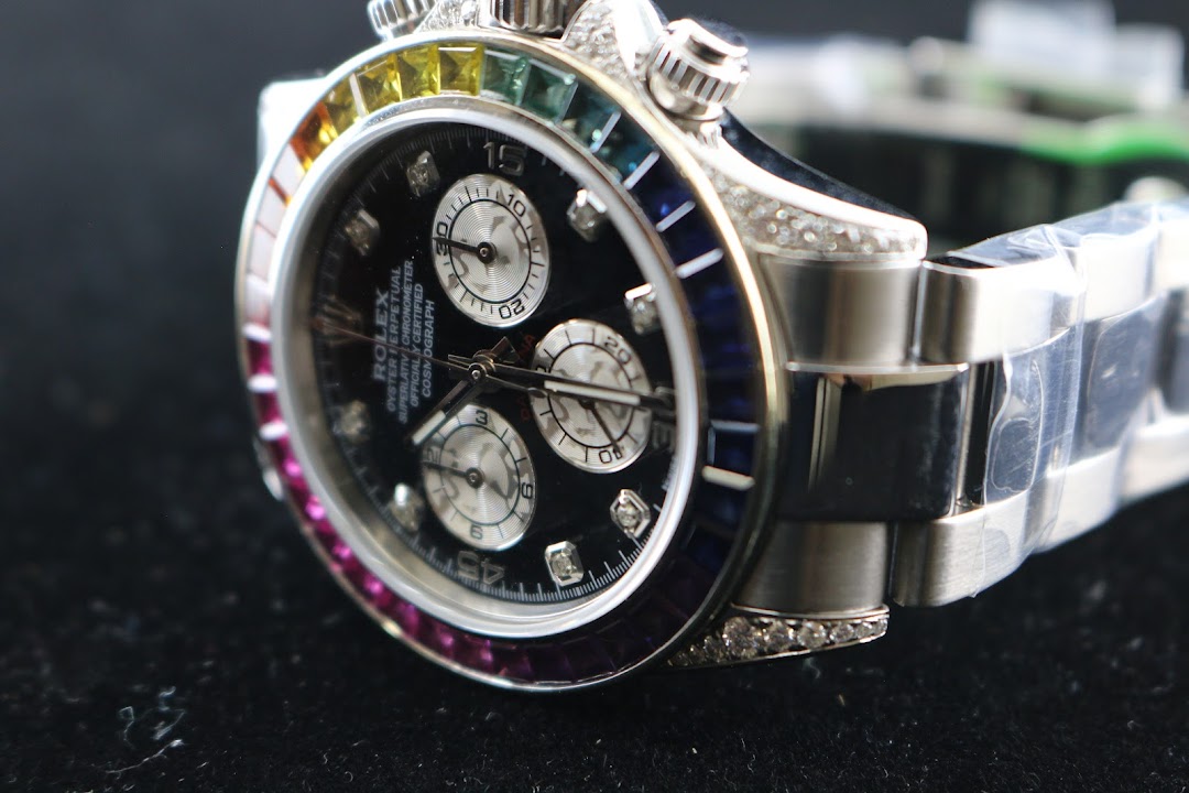 2004 Rolex Daytona 116520 Custom Black Diamond Dial Rainbow