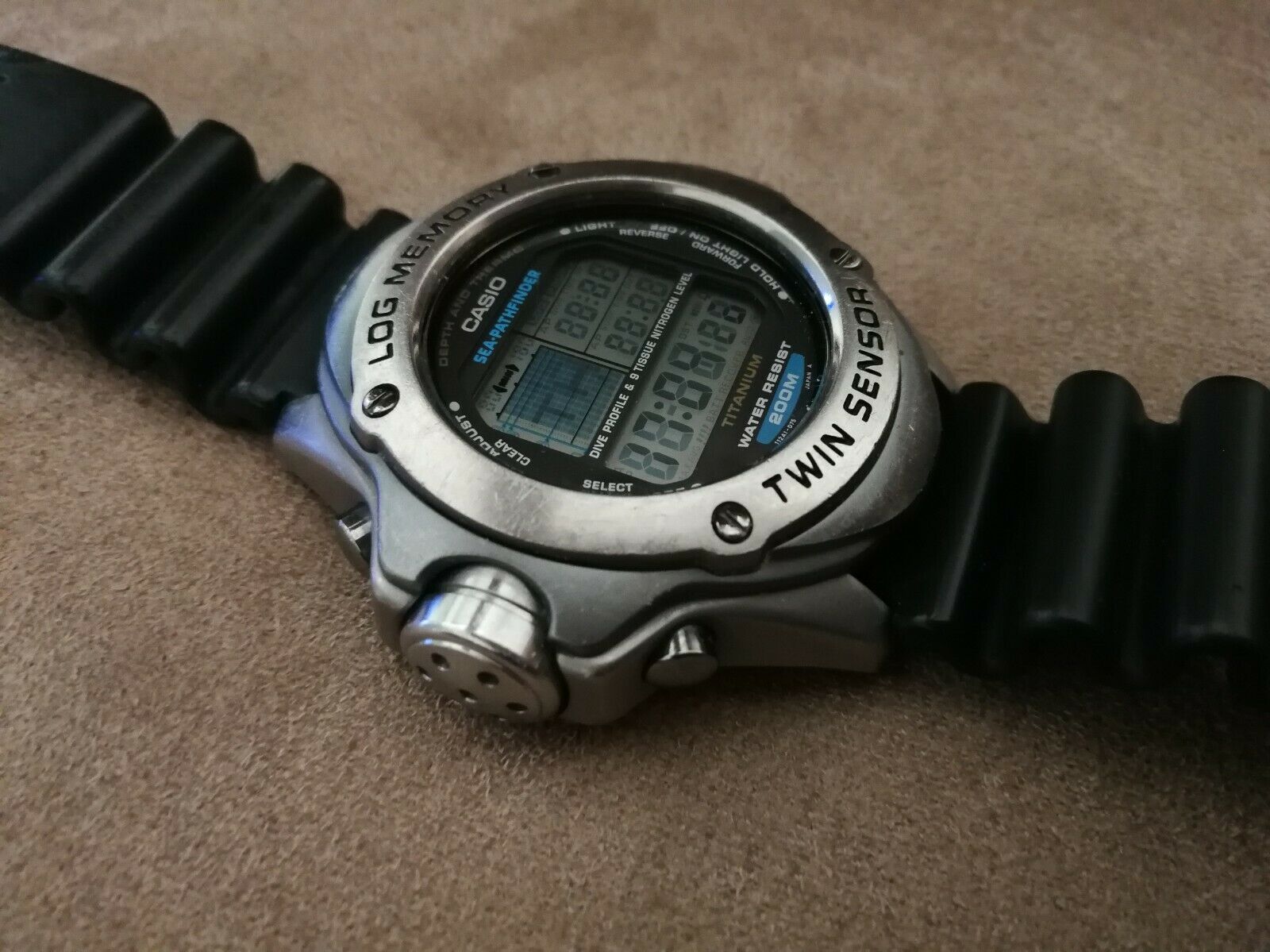 casio sea pathfinder spf-100s titanium case divers watch qw-2172