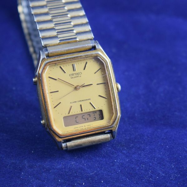 Vintage Seiko quartz / analog men's gold tone watch - H449-5219 ...