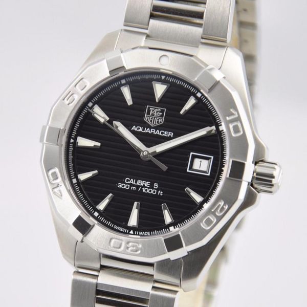 Fs New Tag Heuer Aquaracer Caliber 5 41mm Way2110 Auto Black Steel Way2110ba0910 Watchcharts