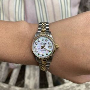 Ladies Two Tone 26mm Rolex Wrist Watch