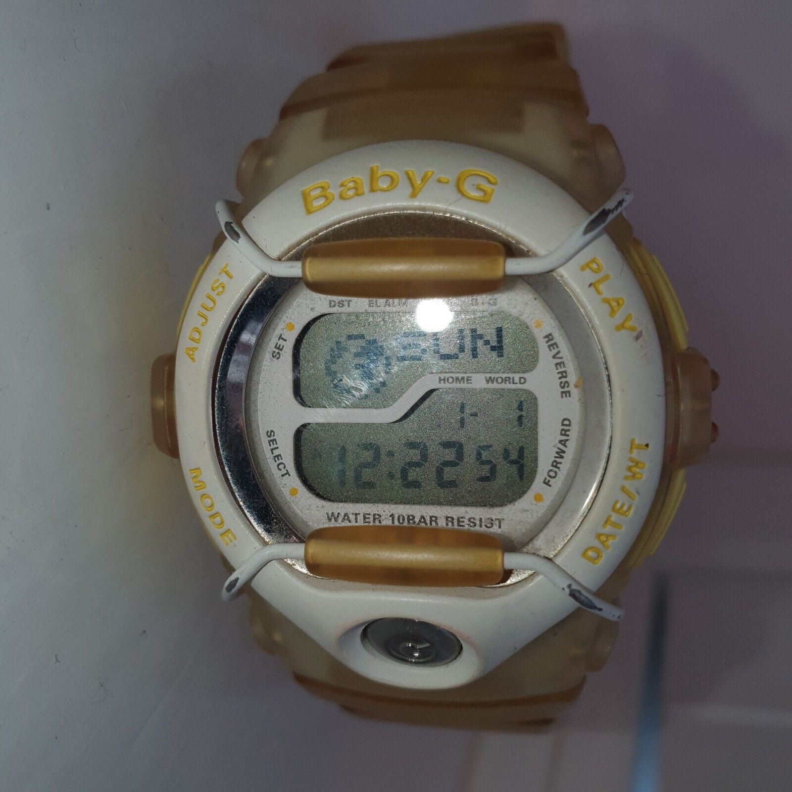 Baby G BGT-100 Tripper Watch Yellow Strap White Face Excellent