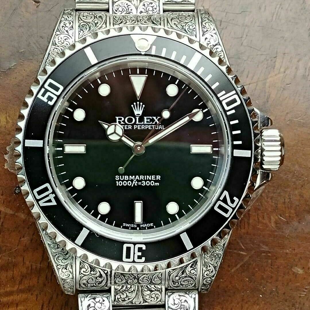 Rolex Submariner hand engraving service Engraved watches custom 14060 16610 WatchCharts Marketplace