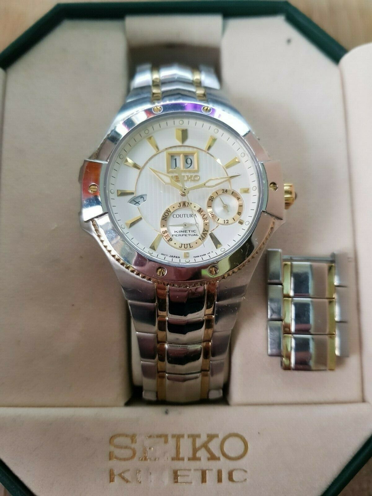 Seiko Premier Kinetic Perpetual Sapphire Crystal Watch 7D48 - 0AB0