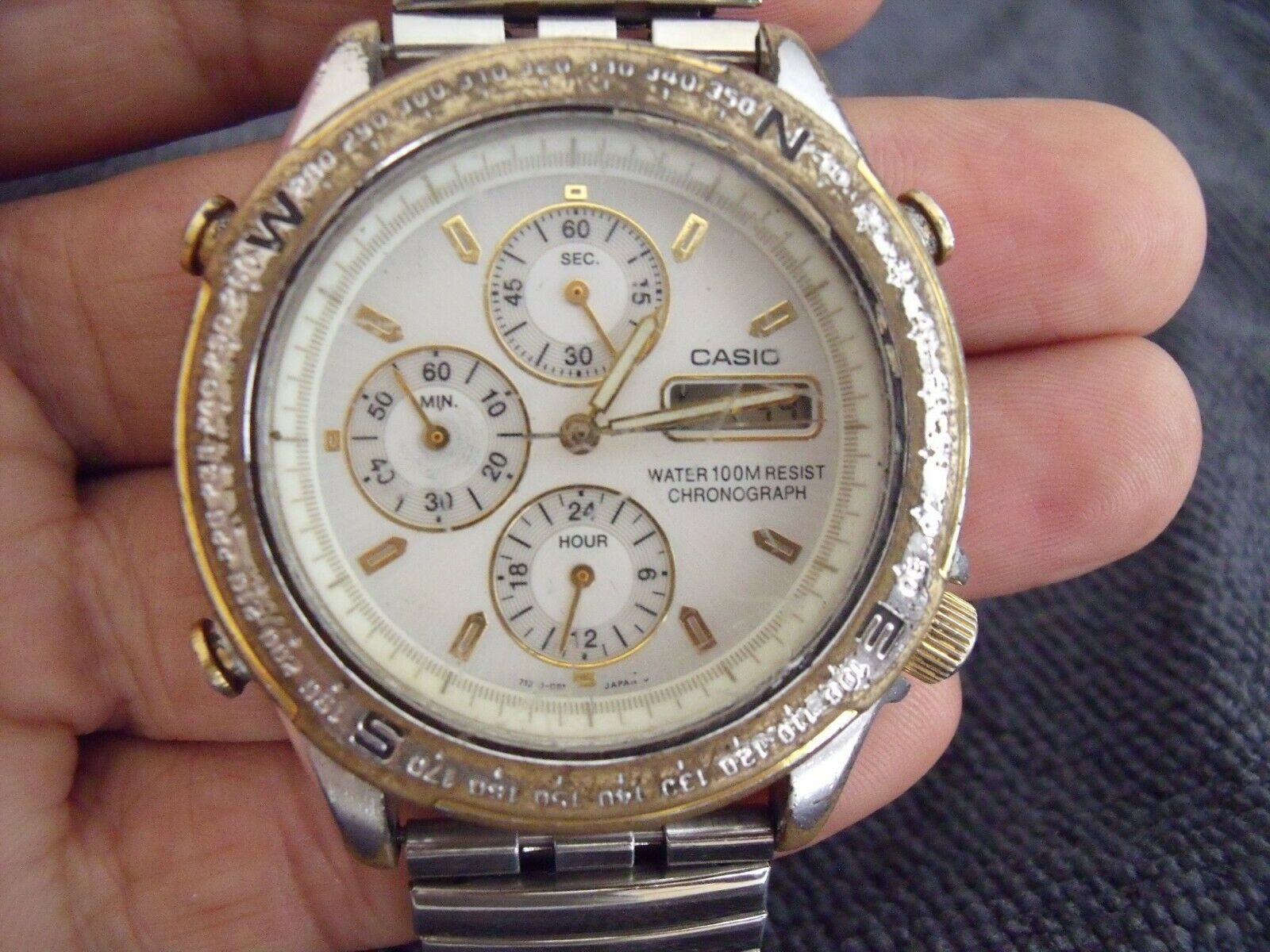CASIO ALARM CHRONOGRAPH 100M防水 Rare Vintage Casio MWA-10 1325 Analog/Digital Alarm Chronograph