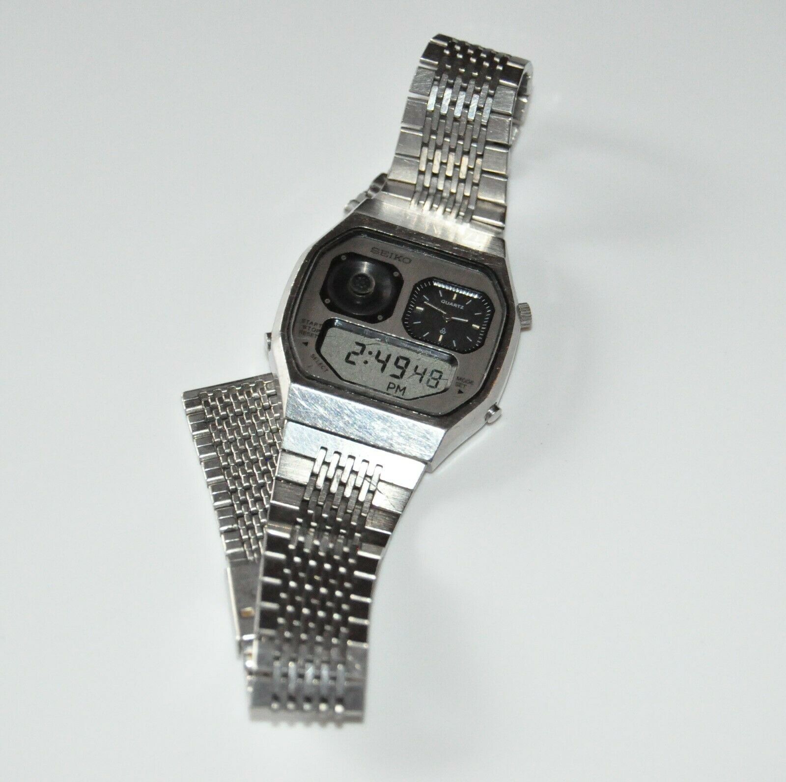 Men's Seiko Watch H239-5020 Robot Face Digi-Ana Watch 1980 Working