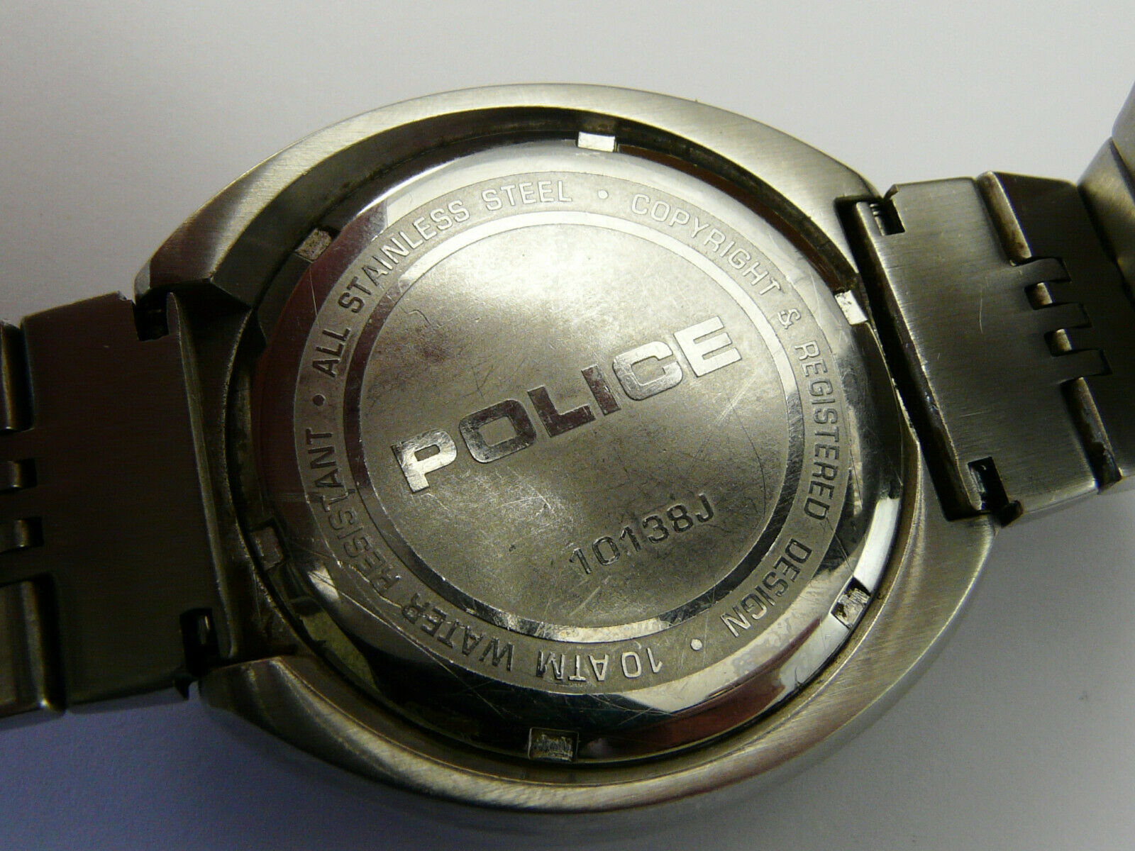 RARE 1990s POLICE 10138J BULLHEAD TACHYMETER CHRONOGRAPH GENTS 