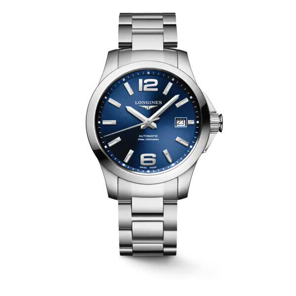 Longines Conquest Automatik 39 mm blau L36764 Edelstahlarmband