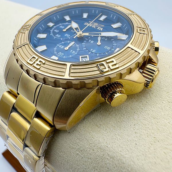Invicta Pro Diver Luxury Men's Quartz Diver Watch Blue Dial Chronograph ...