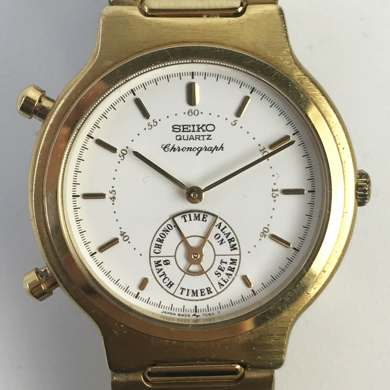 Vintage 1989 SEIKO Dancing Hands Watch 8m25-7020 gold quartz chronograph  alarm | WatchCharts