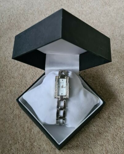 Ladies silver outlet diamante watch