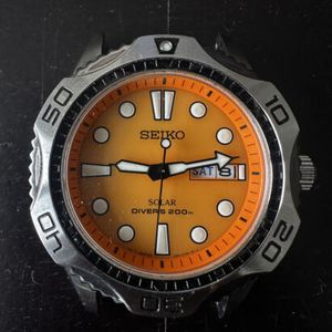 Seiko V158-0AE0 Sunburst Solar Orange Scuba Air Diver's 200m Watch