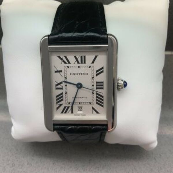 Cartier Tank Solo XL 3515 Stainless Steel Silver Dial Box And Papers ...