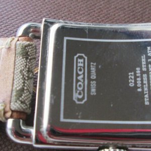 ⌚Coach ~ Silver Square Face 0221 Watch Signature C Canvas  display picture 1
