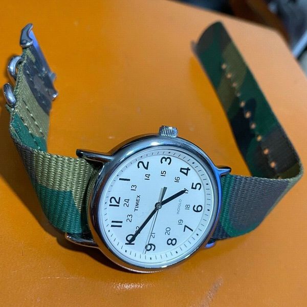 Timex TW2T30800 Weekender Slip Thru Camouflage Nylon Strap Watch 