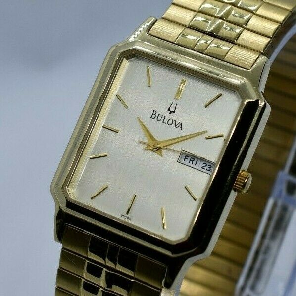 Bulova Classic Square Gold Tone Dress Watch, Stretch Band