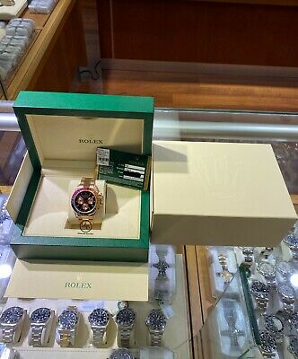 Rolex Daytona 116505 Custom Rainbow Diamonds and Sapphires 18K Rose Gold Watch Mint