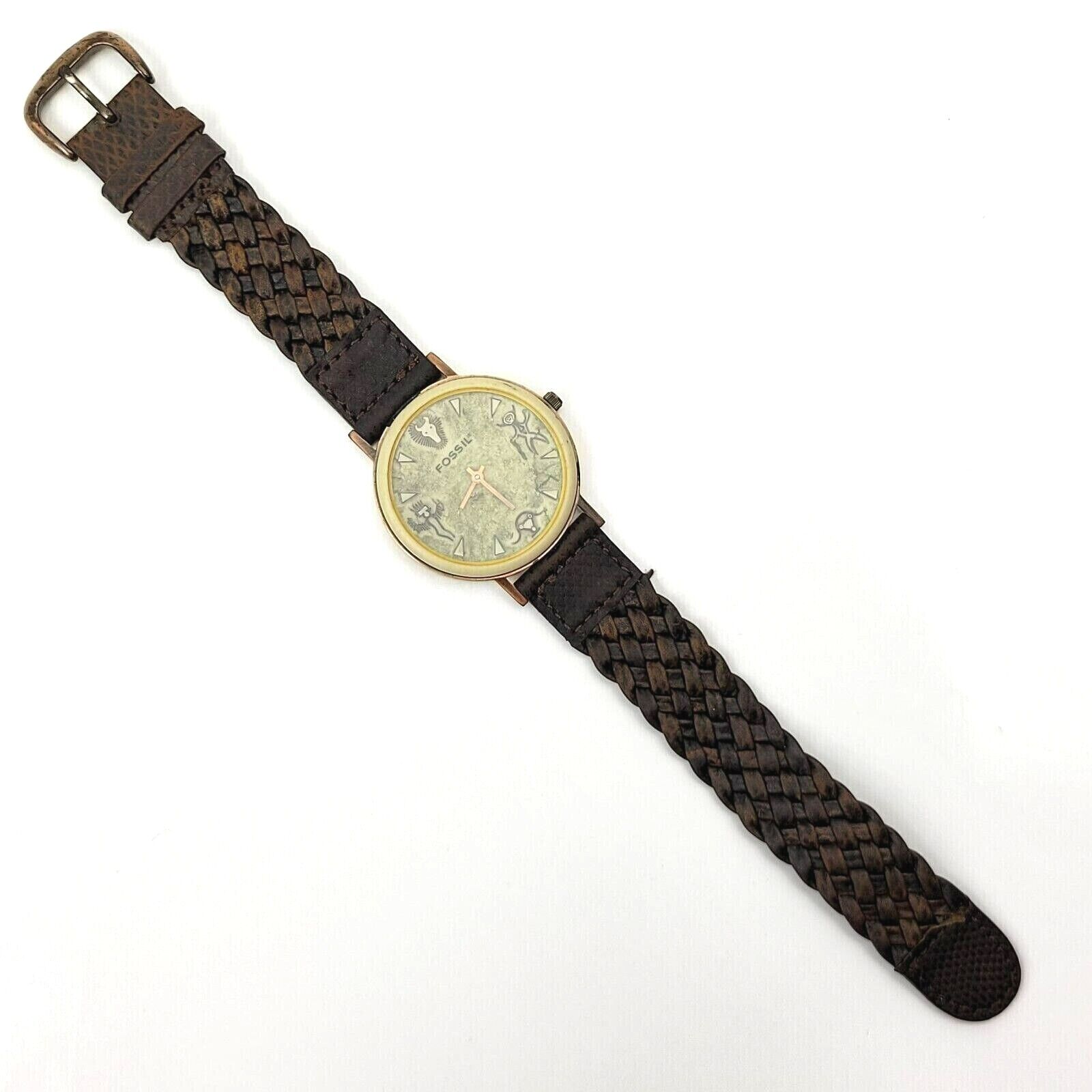 1995 RARE FOSSIL STONE LEAVES WATCH BW-6714 Fossil Stone On Copper Watch BW-6724 Stone Pictograph Dial  main image 2